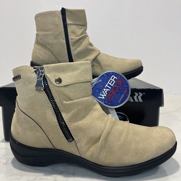 Romika NEW Dora Beige Faux Suede Zip Waterproof Ankle Boot EU37 US 6-6.5 Comfort - Picture 1 of 16